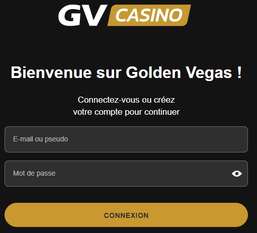 Connexion des membres du GoldenVegas casino